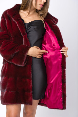 Scandinavian burgundy-dyed mink fur coat