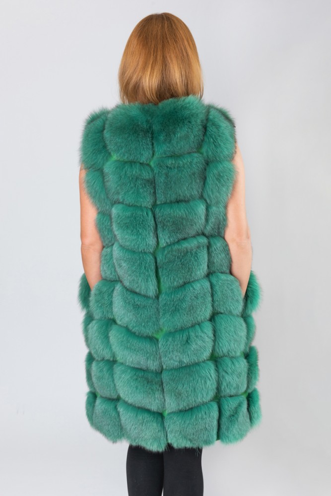 Green faux outlet fur gilet